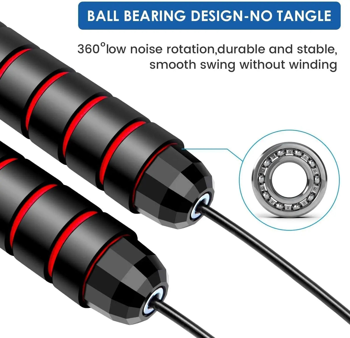 Adjustable Speed Jump Rope with Ball Bearings, Tangle-Free Wire Rope with Foam Handles for Fitness, Boxing, Cardio, Home Workouts & Weight Loss