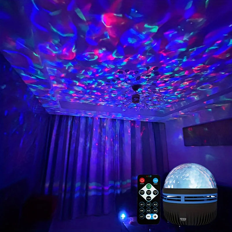 Galaxy Projector Night Light, LED Star & Ocean Wave Projector with Remote, RGB Colors, Auto-Rotate, USB Powered Ceiling Starlight for Bedroom, Kids, Nursery & Home Decor