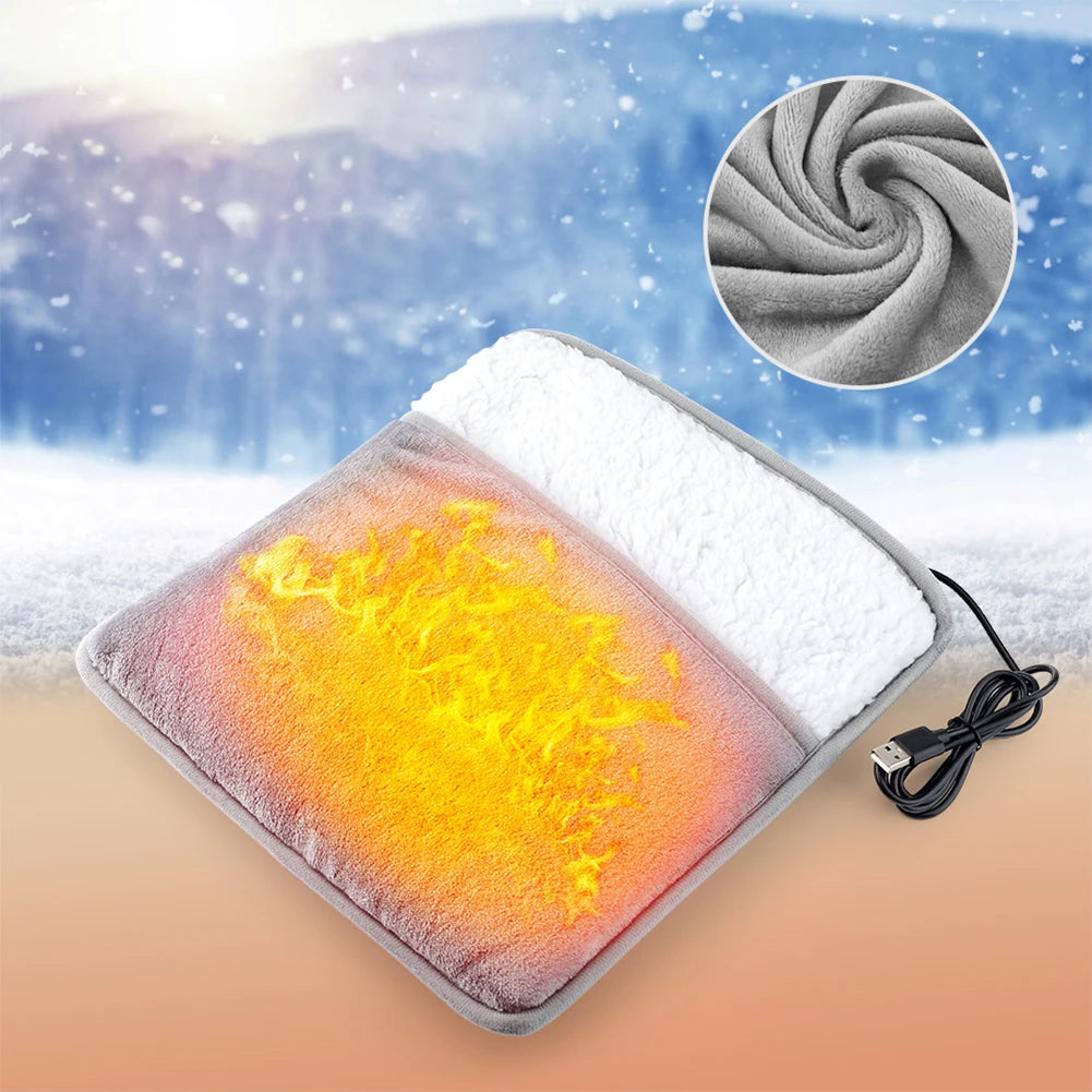 USB Heated Foot & Hand Warmer Pad - Soft Portable Electric Heating Pad for Home & Office Use