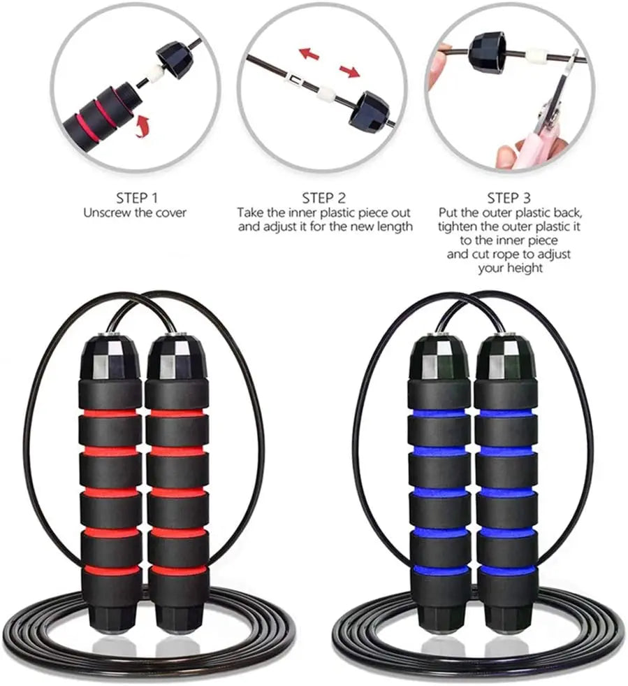 Adjustable Speed Jump Rope with Ball Bearings, Tangle-Free Wire Rope with Foam Handles for Fitness, Boxing, Cardio, Home Workouts & Weight Loss