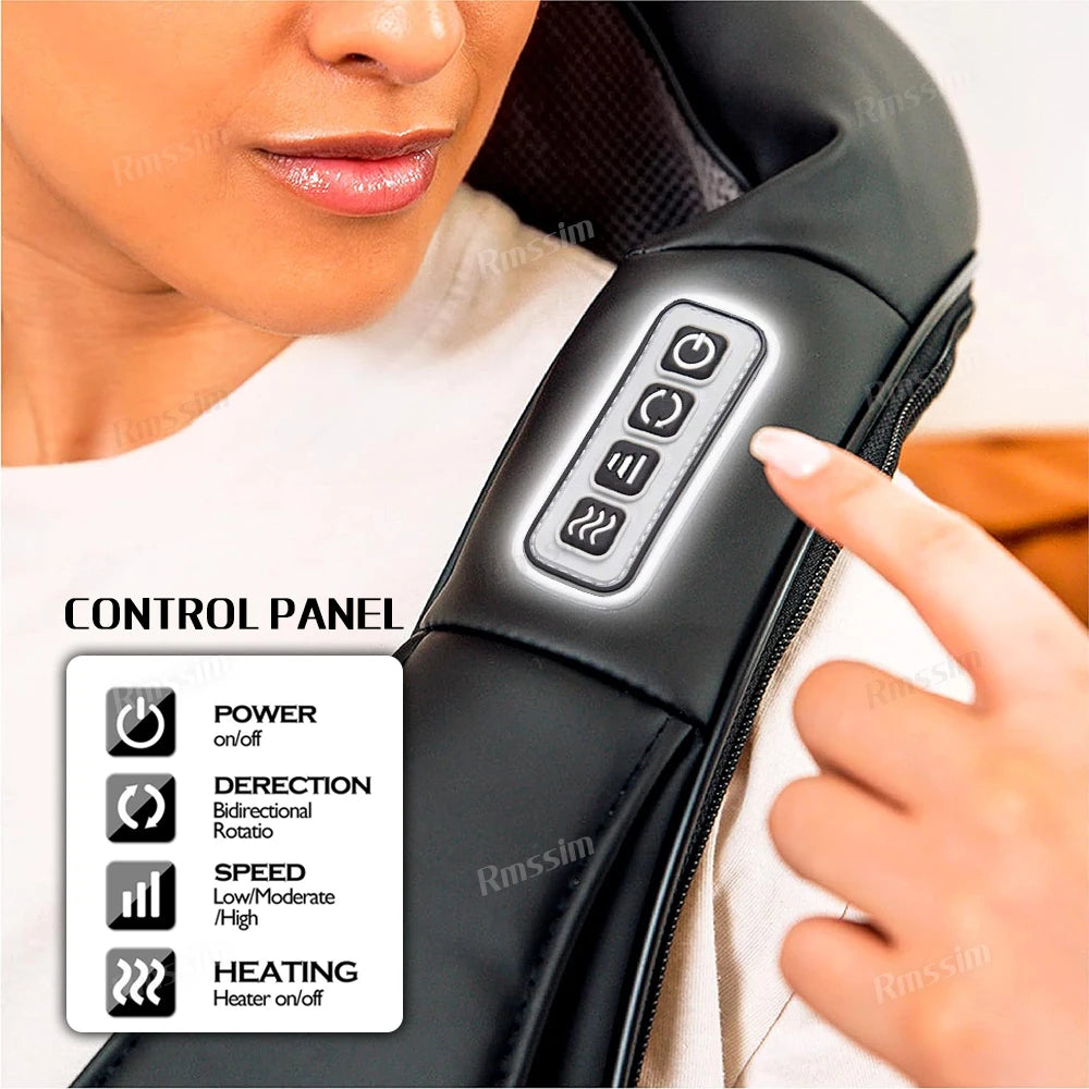 Heated Shiatsu Neck and Back Massager – Portable Deep Kneading Electric Massage Shawl for Shoulders, Waist, Legs & Full Body Muscle Relief