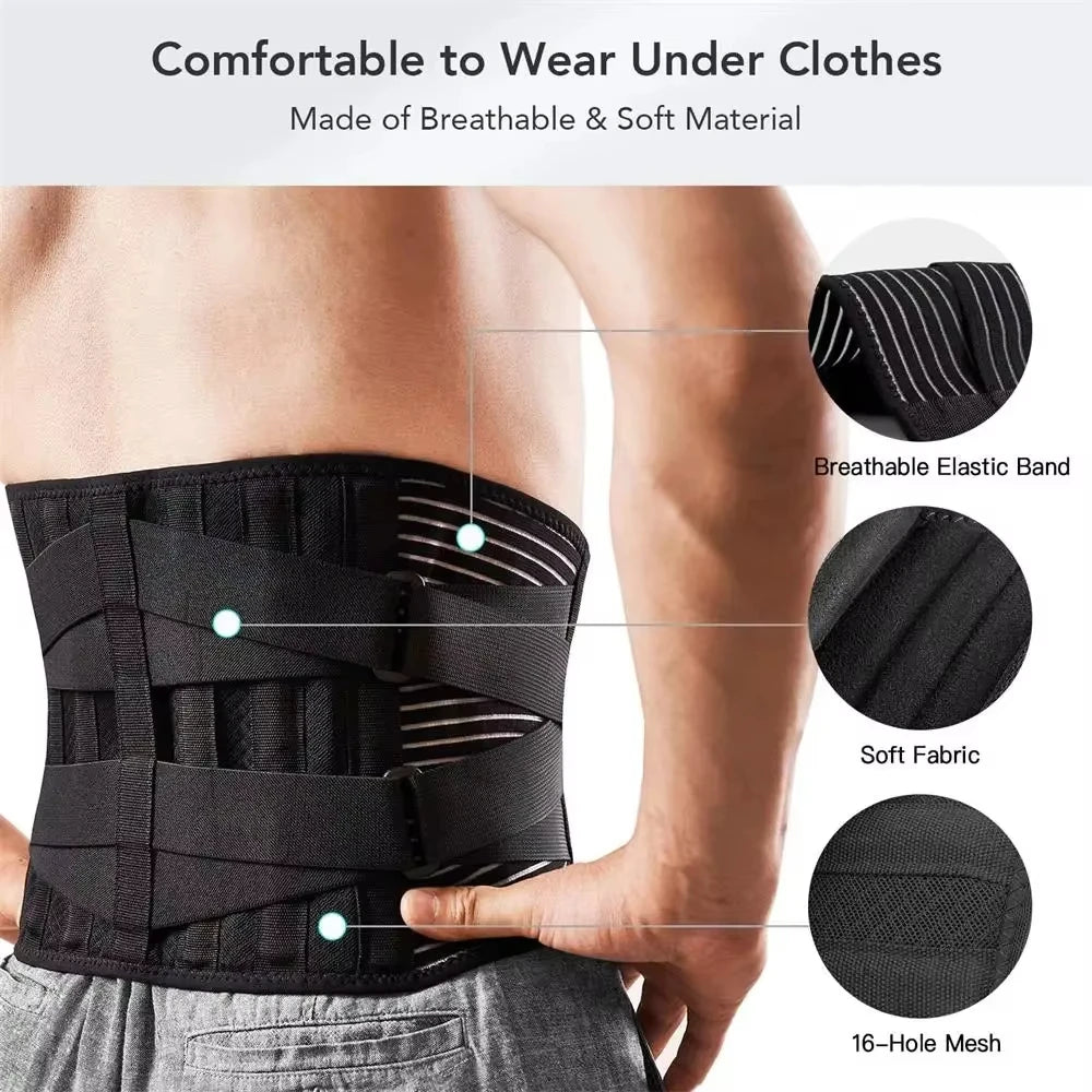 Back Brace for Lower Back Pain Relief, Lumbar Support Belt for Men & Women, Breathable Waist Brace for Heavy Lifting, Sciatica & Herniated Disc Support