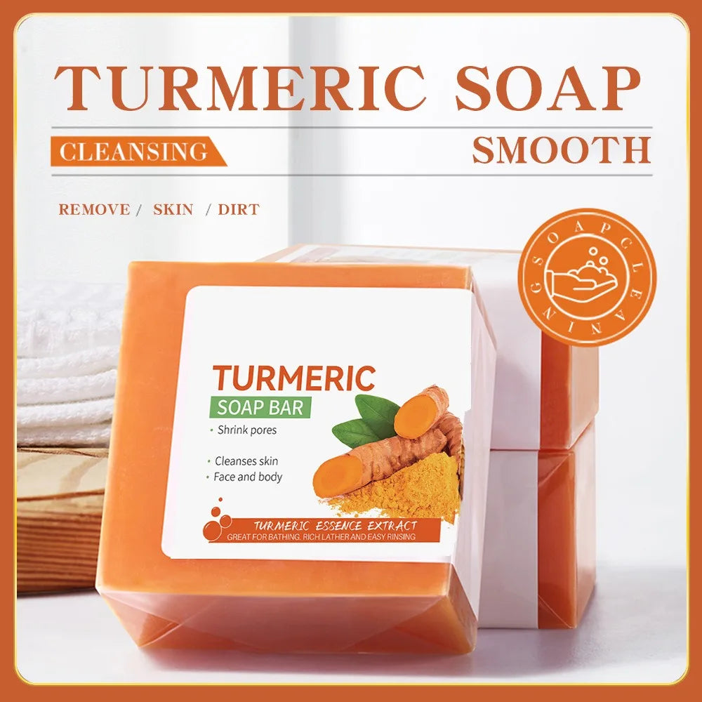 Turmeric Brightening Soap Bar – Handmade Face & Body Cleanser for Even Tone, Gentle Exfoliating, All Skin Types, 100g