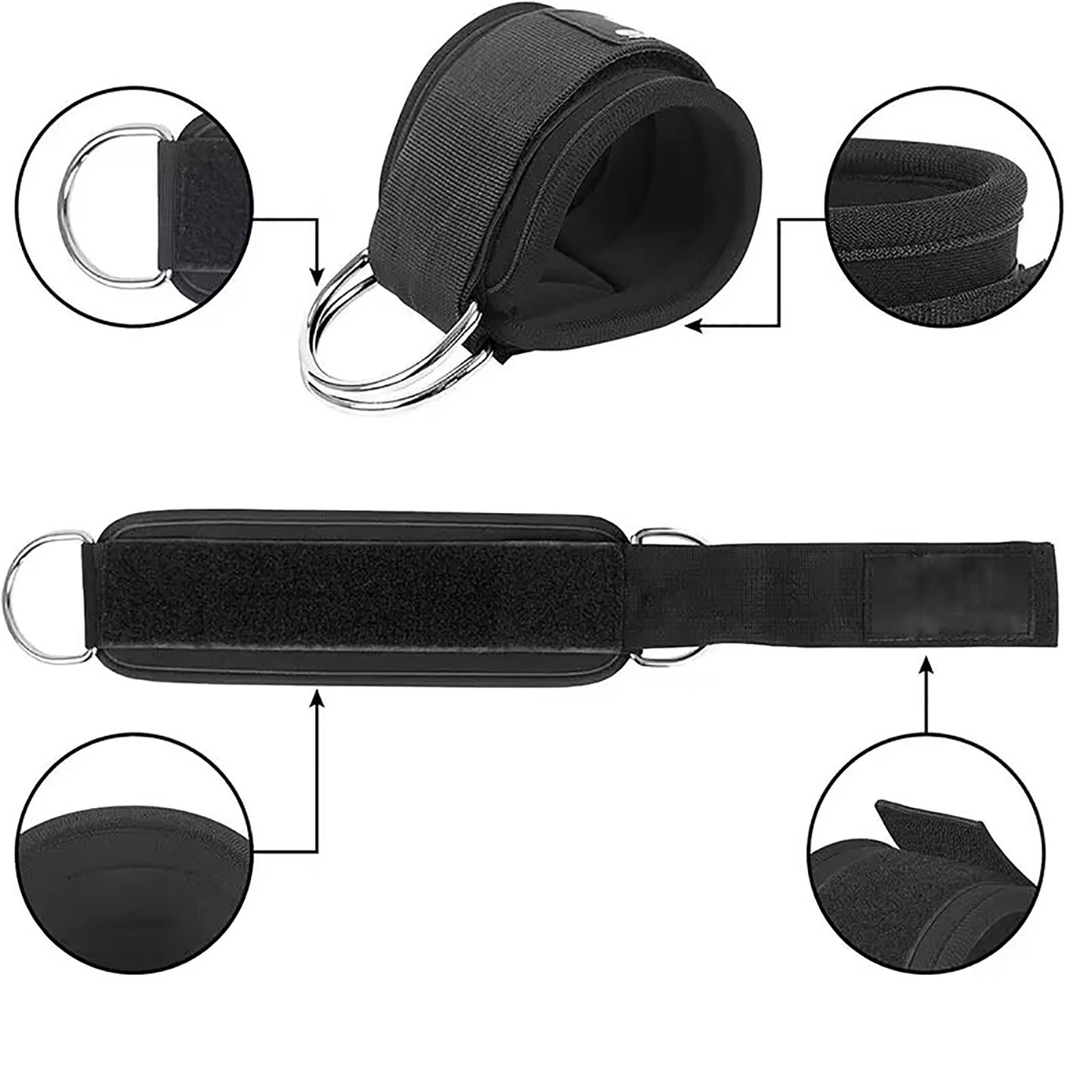 Ankle Straps for Cable Machines, Padded Double D-Ring Ankle Cuffs for Leg Workouts, Glute Kickbacks, Cable Kickbacks & Leg Extensions, Gym Fitness Accessories