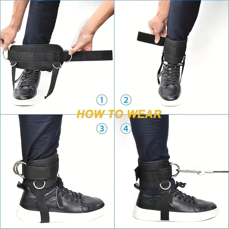 Ankle Straps for Cable Machines, Padded Double D-Ring Ankle Cuffs for Leg Workouts, Glute Kickbacks, Cable Kickbacks & Leg Extensions, Gym Fitness Accessories