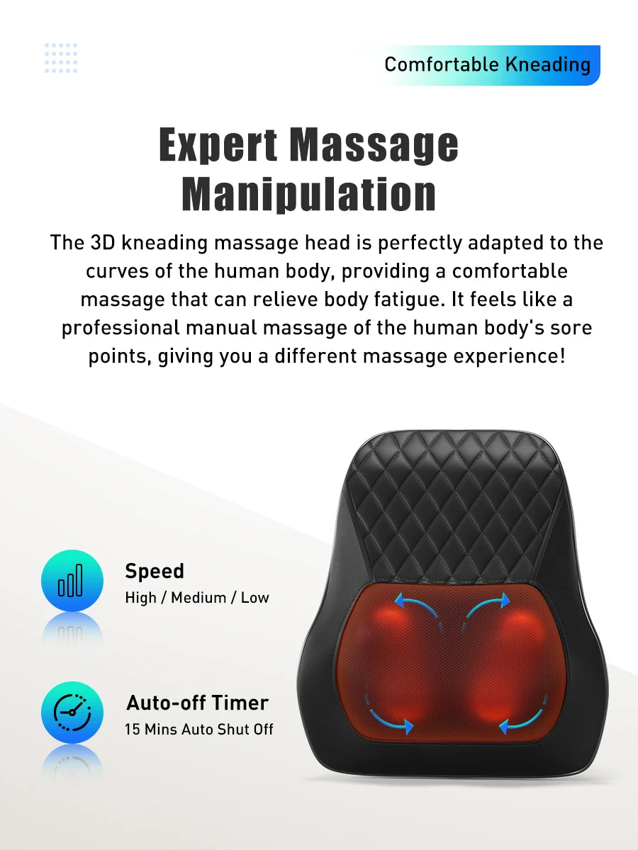 Neck Pillow Massager 3 Speed Adjustment Vibration Heating Massage Machine Can Be Used To Relax Shoulder, Neck, And Back Muscle
