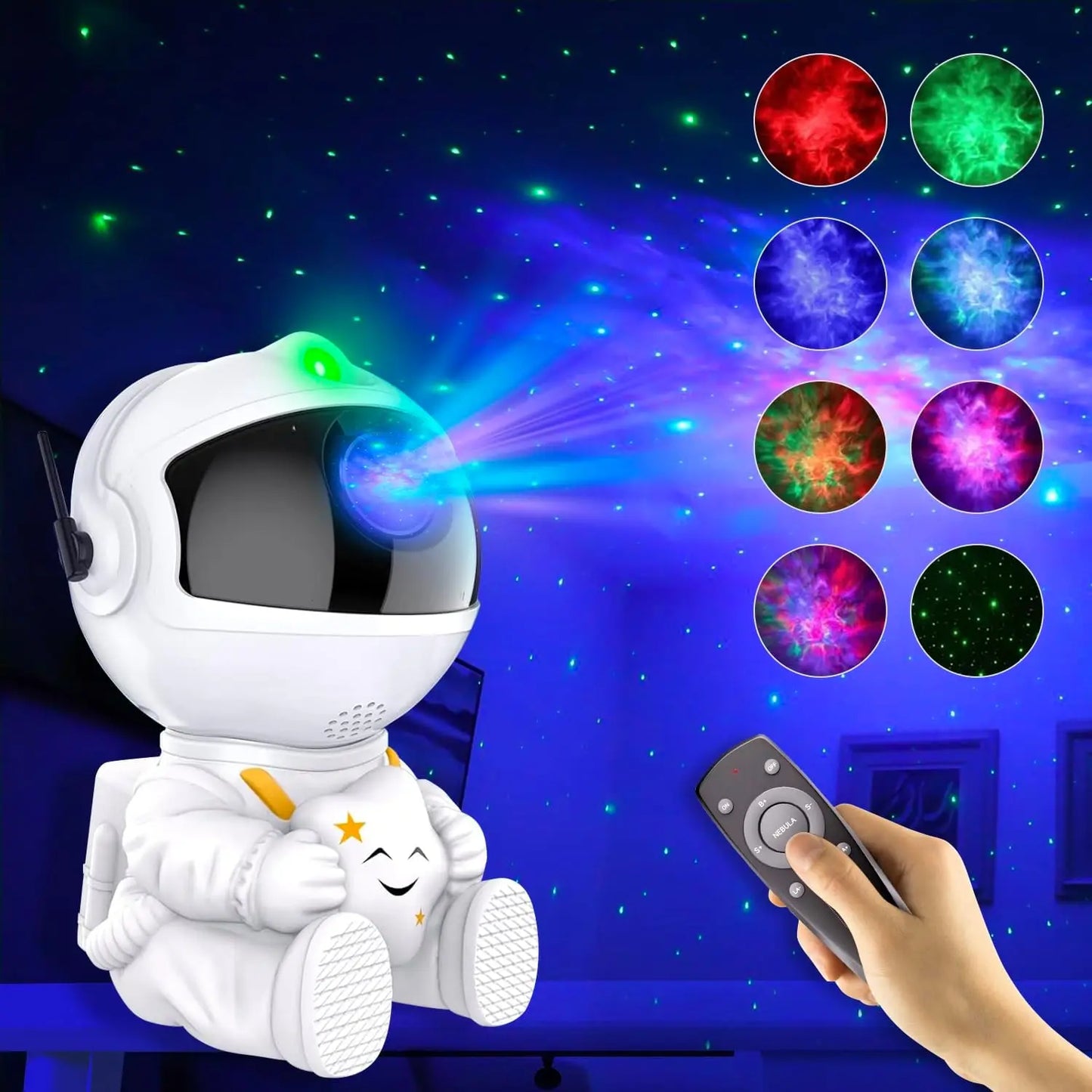 Astronaut Star Projector Galaxy Night Light - 360° Adjustable Nebula Ceiling Projector with Remote & 45/90 Min Timer, LED USB 5V Bedroom Decor for Kids & Adults, Gift