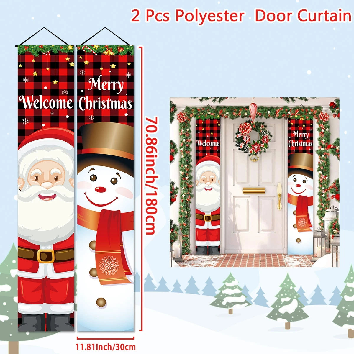 Christmas Santa Claus Snowman Door Couplet Merry Christmas Decoration for Home 2025 Elk Door Banner Navidad Natal New Year 2026