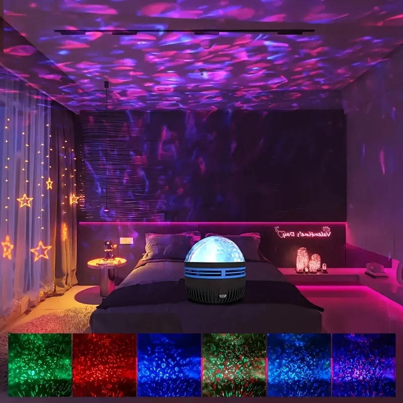 Galaxy Projector Night Light, LED Star & Ocean Wave Projector with Remote, RGB Colors, Auto-Rotate, USB Powered Ceiling Starlight for Bedroom, Kids, Nursery & Home Decor