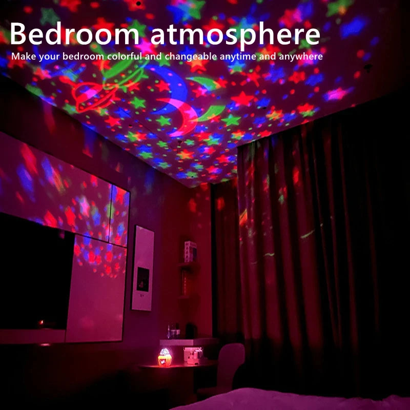 Galaxy Projector Night Light, LED Star & Ocean Wave Projector with Remote, RGB Colors, Auto-Rotate, USB Powered Ceiling Starlight for Bedroom, Kids, Nursery & Home Decor