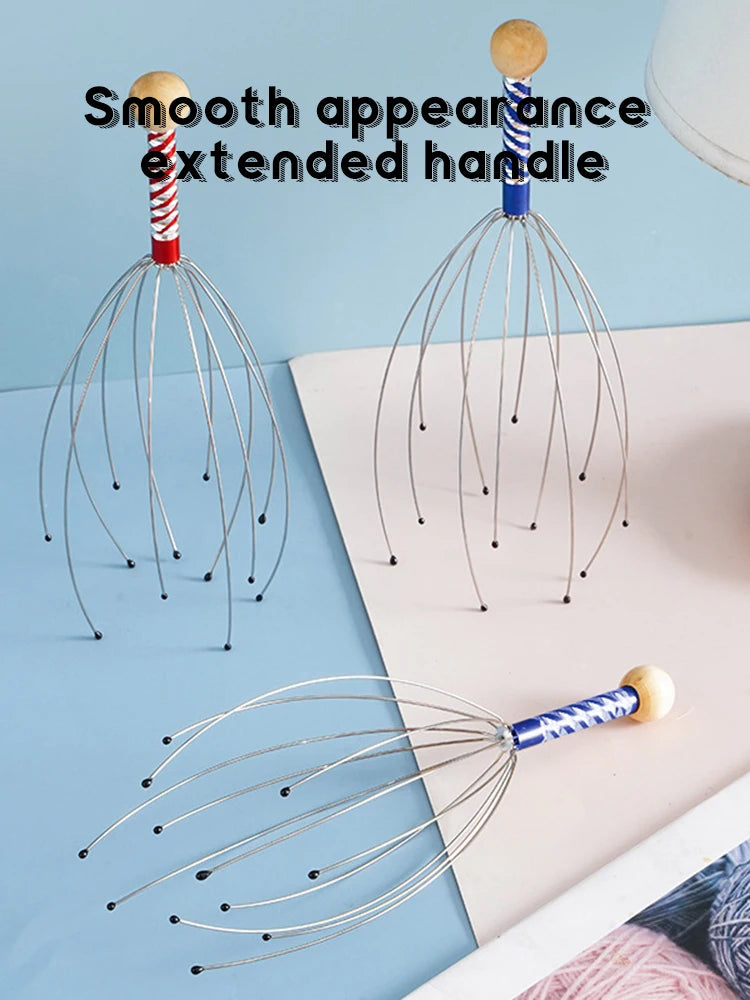 Octopus Scalp Head Massager, Manual Head Scratcher with Soft Rubber Tips, Portable Stress-Relief Massage Tool, 1 Pack