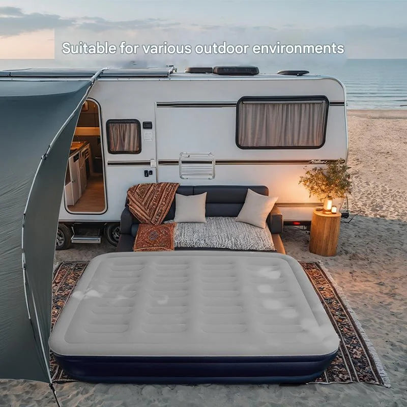 1-2 Person Automatic Inflatable Air Mattress with Built-In Pump, Thick PVC Camping Bed for Indoor Outdoor Use, Portable Sleeping Mat for Travel & Home