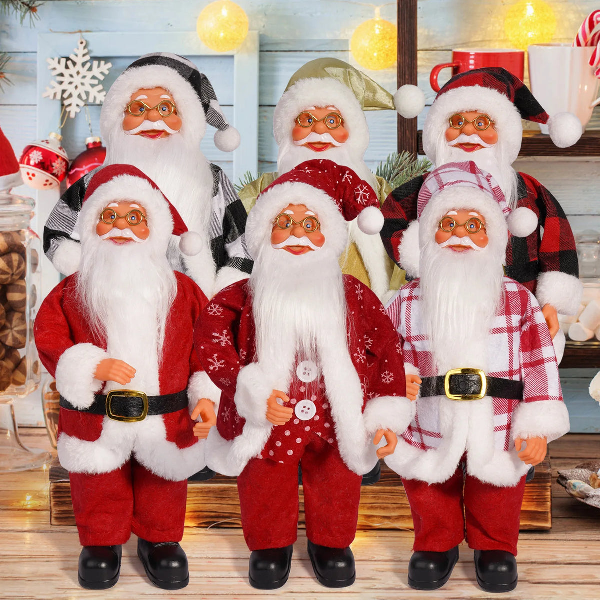 Christmas 12 Inch Santa Claus Cute Creative Holiday Decoration Desktop Novelty Toy Cartoon Doll Standing Posture Mascot