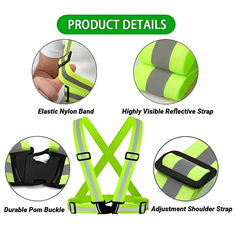 Reflective Safety Vest High Visibility, Lightweight Adjustable Elastic Straps for Running, Cycling, Walking, Traffic