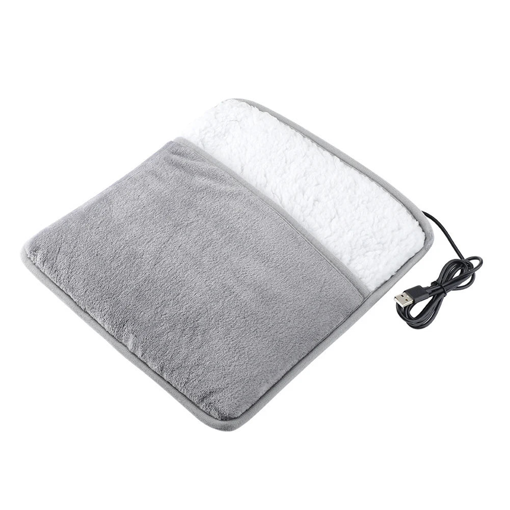 USB Heated Foot & Hand Warmer Pad - Soft Portable Electric Heating Pad for Home & Office Use