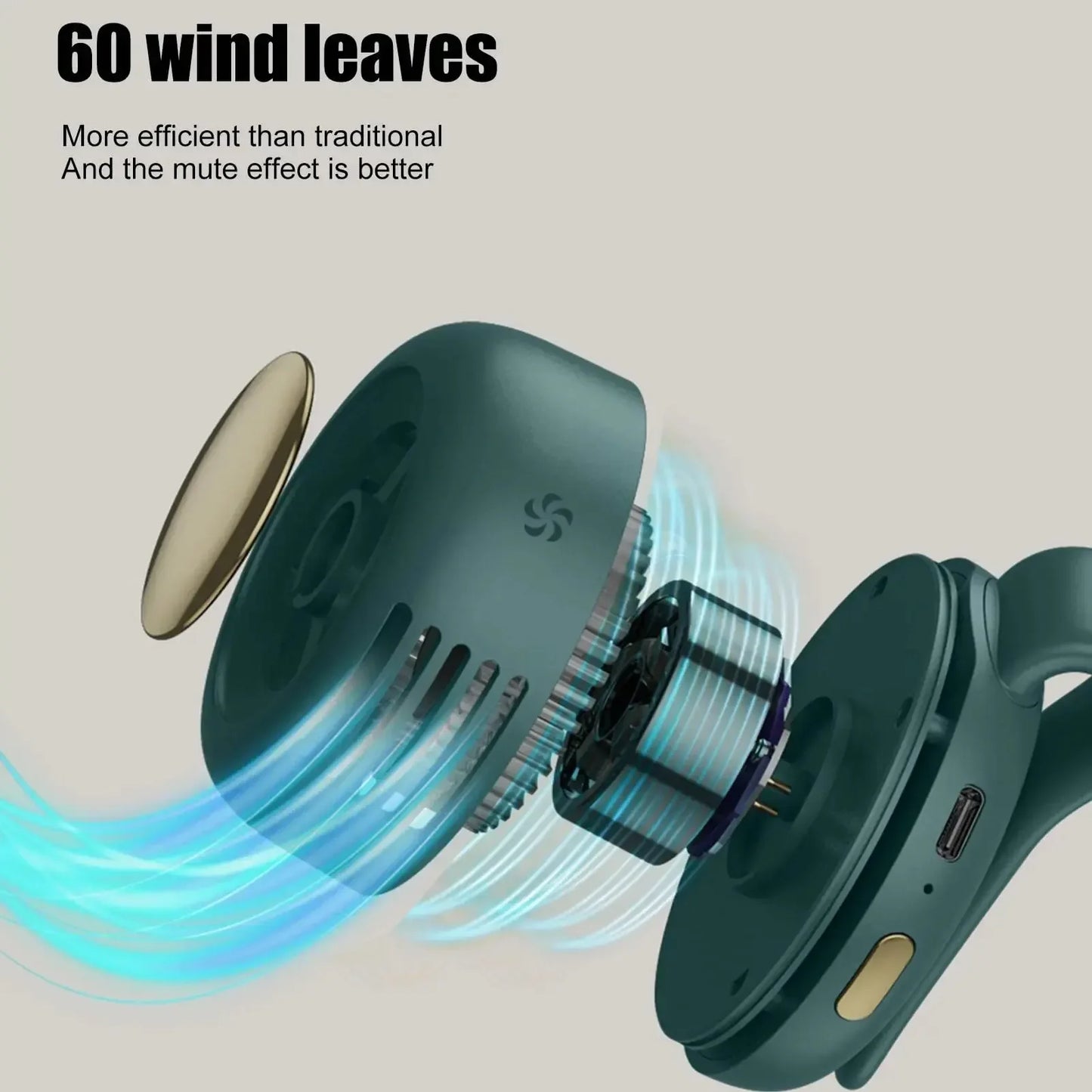 Mini Whirlwind Portable Clip Fan – Rechargeable Waist Clip Fan with USB-C Charging, 3-Speed Handsfree Silent Cooling Fan for Travel, Work, Outdoor, Hiking, Gym
