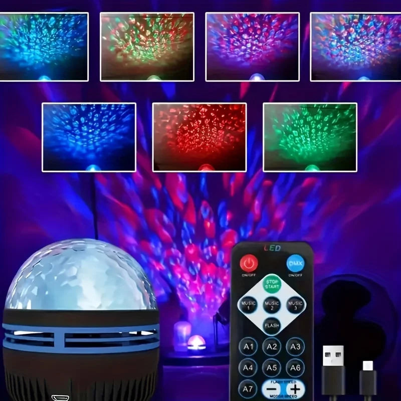 Galaxy Projector Night Light, LED Star & Ocean Wave Projector with Remote, RGB Colors, Auto-Rotate, USB Powered Ceiling Starlight for Bedroom, Kids, Nursery & Home Decor