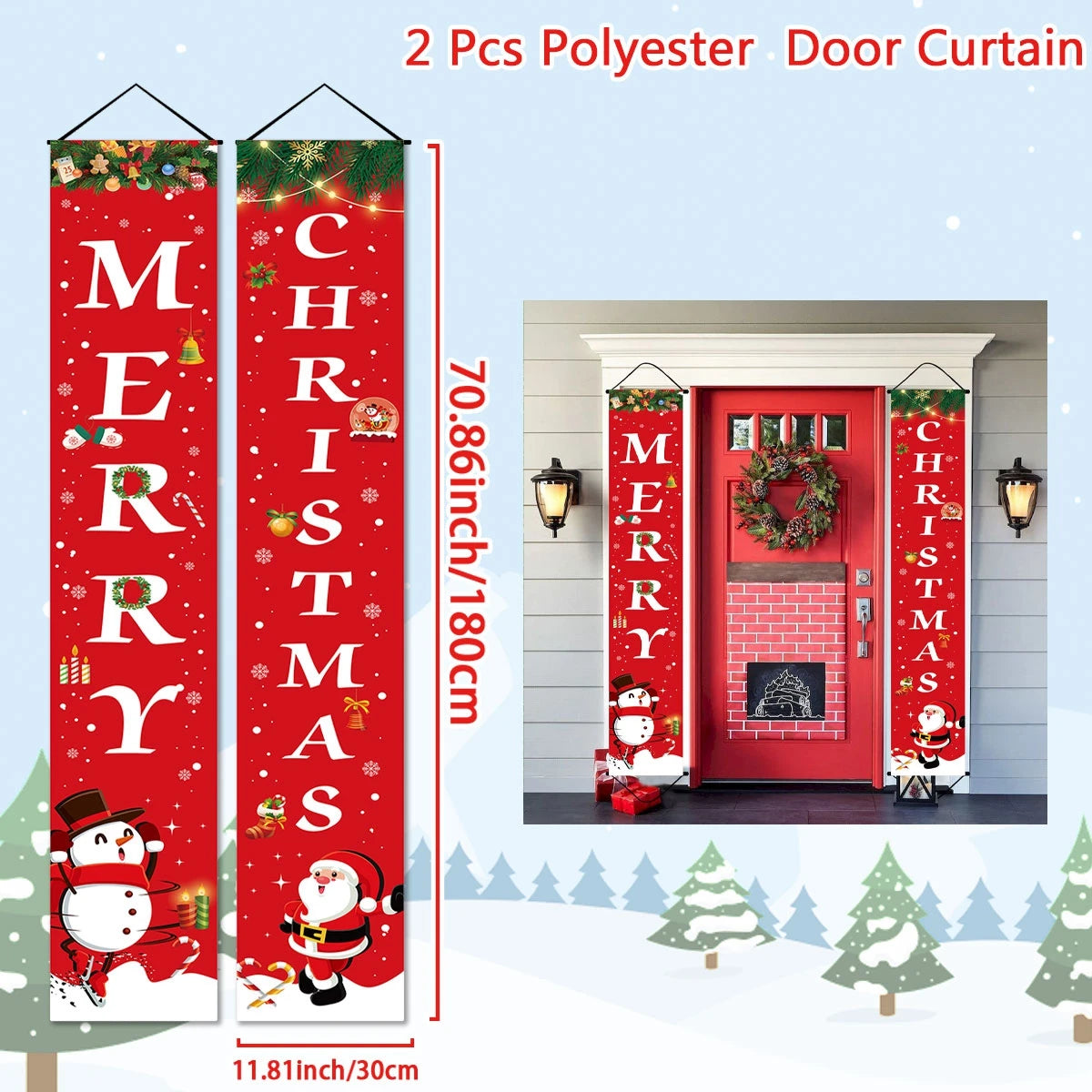 Christmas Santa Claus Snowman Door Couplet Merry Christmas Decoration for Home 2025 Elk Door Banner Navidad Natal New Year 2026