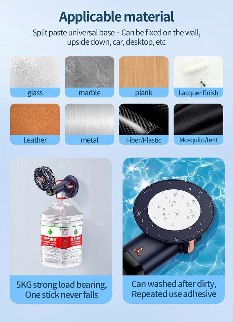Handheld Mini Fan 3000mAh, Foldable 5-Speed USB Rechargeable, Neck-Hanging/Desk, Phone Stand & LED Display