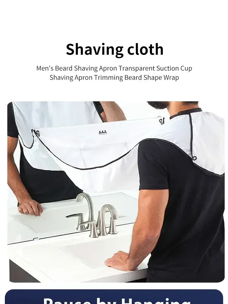 Beard Bib & Hair Catcher, No-Mess Shaving Cape, Mirror Suction Cups, Sink & Counter Cleanup