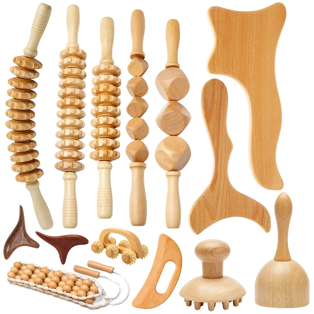 Wooden Lymphatic Drainage Massage Tool – Anti-Cellulite Body Shaping Massager for Muscle Relief, Gua Sha Therapy & Beauty Spa Treatments