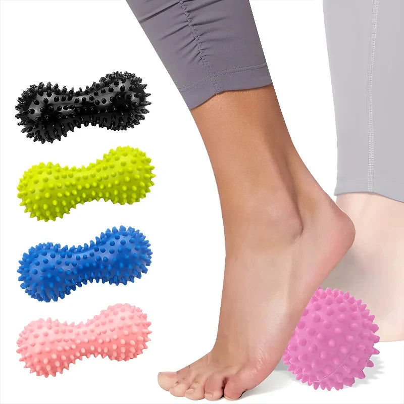 Peanut Spiky Massage Ball, Foot & Muscle Massager for Plantar Fasciitis, Trigger Point Therapy, Stress Relief, Myofascial Release & Deep Tissue Relaxation