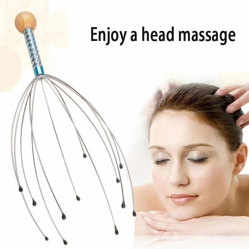 Octopus Scalp Head Massager, Manual Head Scratcher with Soft Rubber Tips, Portable Stress-Relief Massage Tool, 1 Pack