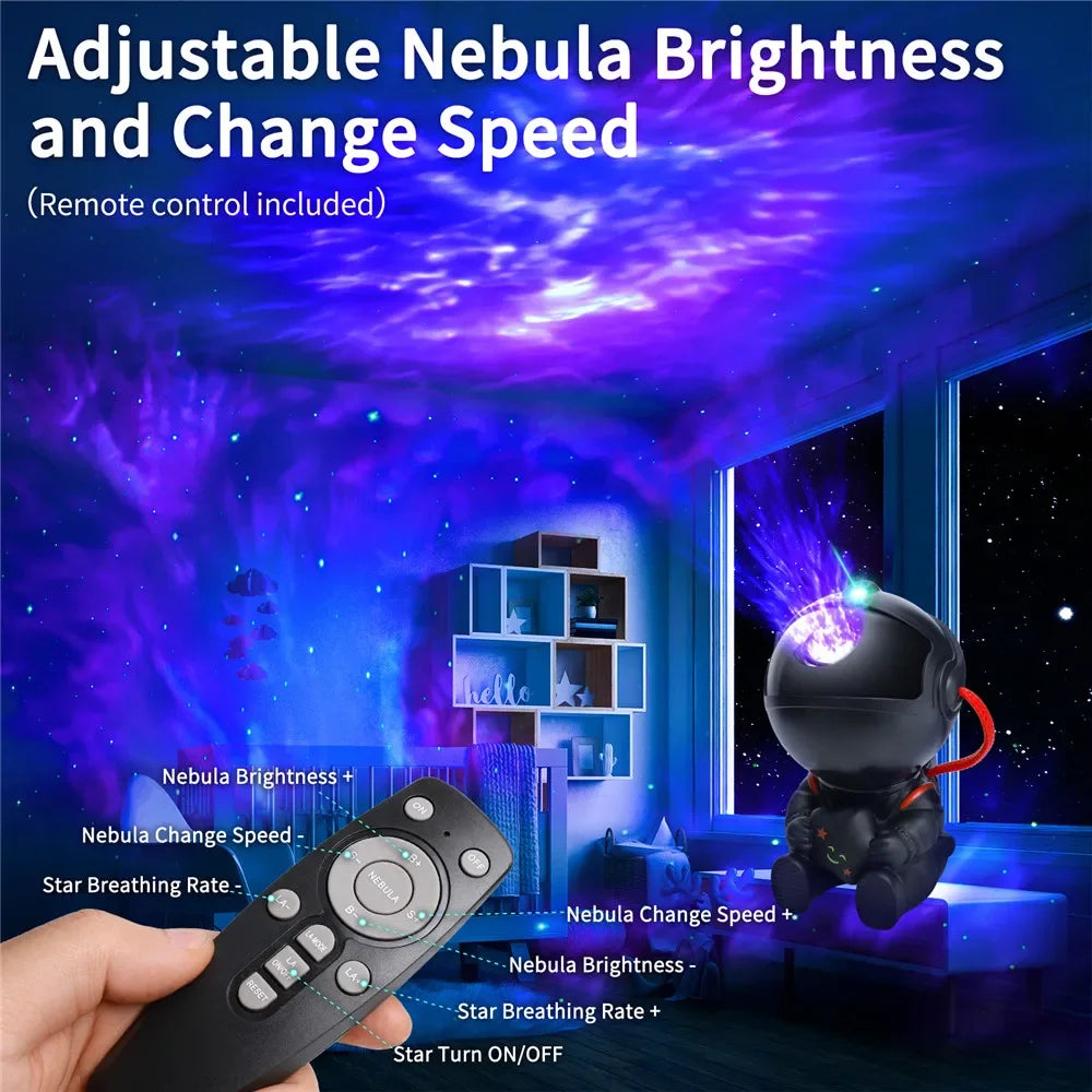 Astronaut Star Projector Galaxy Night Light - 360° Adjustable Nebula Ceiling Projector with Remote & 45/90 Min Timer, LED USB 5V Bedroom Decor for Kids & Adults, Gift