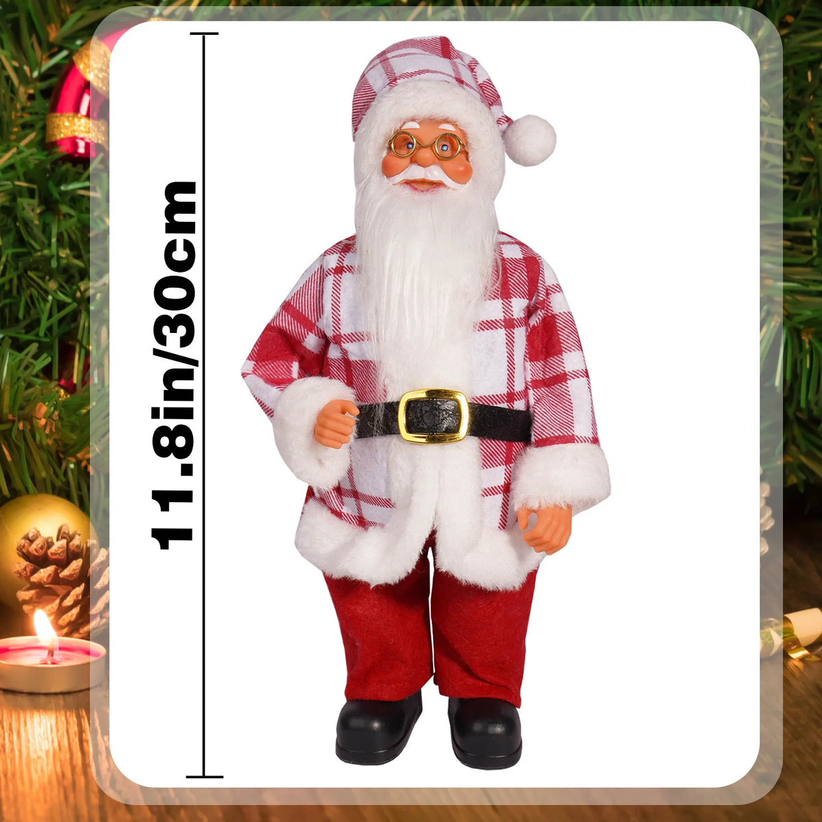 Christmas 12 Inch Santa Claus Cute Creative Holiday Decoration Desktop Novelty Toy Cartoon Doll Standing Posture Mascot