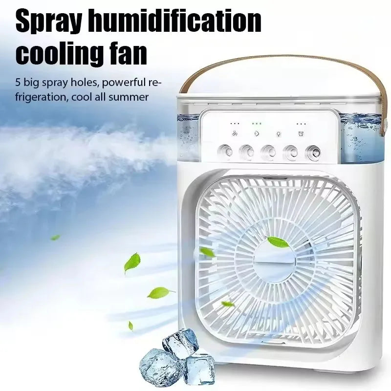 3-in-1 Portable Evaporative Air Cooler & Humidifier with 7-Color Night Light, USB Type-C Powered, 3 Speeds & 3 Mist Modes, Quiet Personal Desk Fan for Bedroom/Home Office