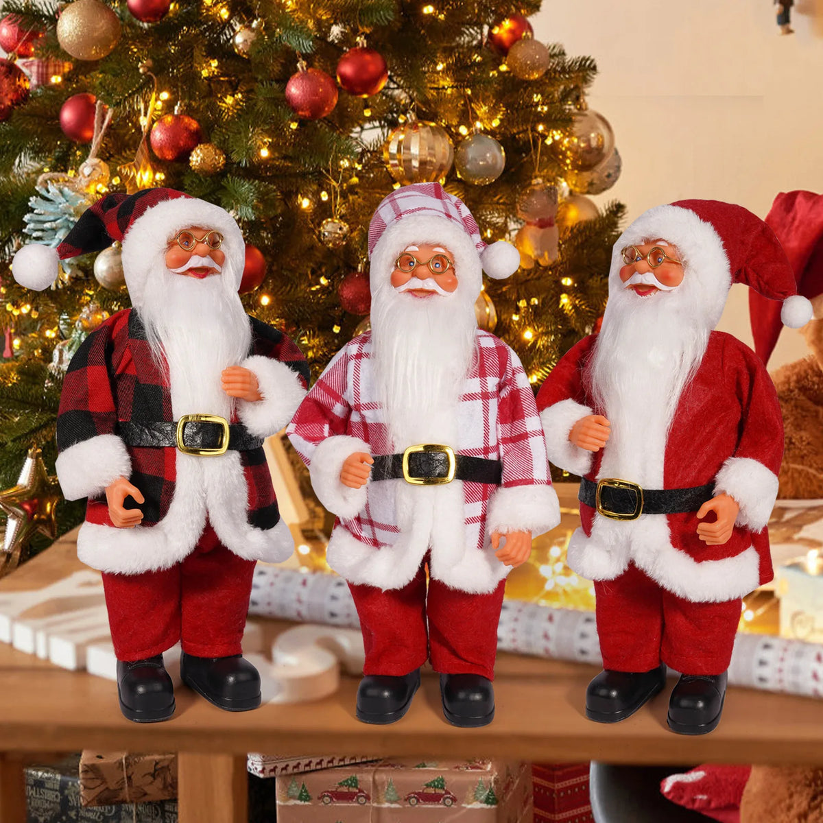 Christmas 12 Inch Santa Claus Cute Creative Holiday Decoration Desktop Novelty Toy Cartoon Doll Standing Posture Mascot