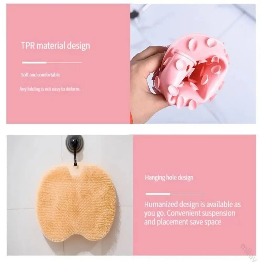 Exfoliating Shower Massage Scraper Bathroom Non-slip Bath Mat Back Massage Brush Silicone Foot Wash Body Cleaning Bathing Tool