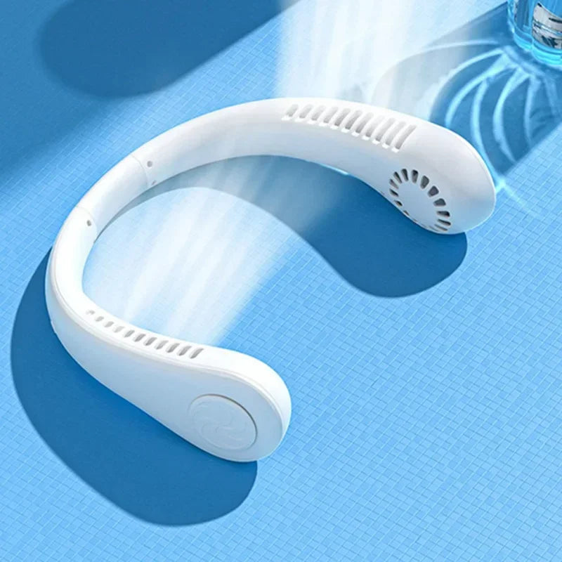 Portable mini home summer air-cooled neck hanging fan for outdoor sports, running, travel without blades, wearable USB