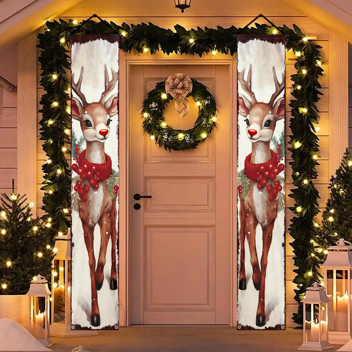 Christmas Santa Claus Snowman Door Couplet Merry Christmas Decoration for Home 2025 Elk Door Banner Navidad Natal New Year 2026