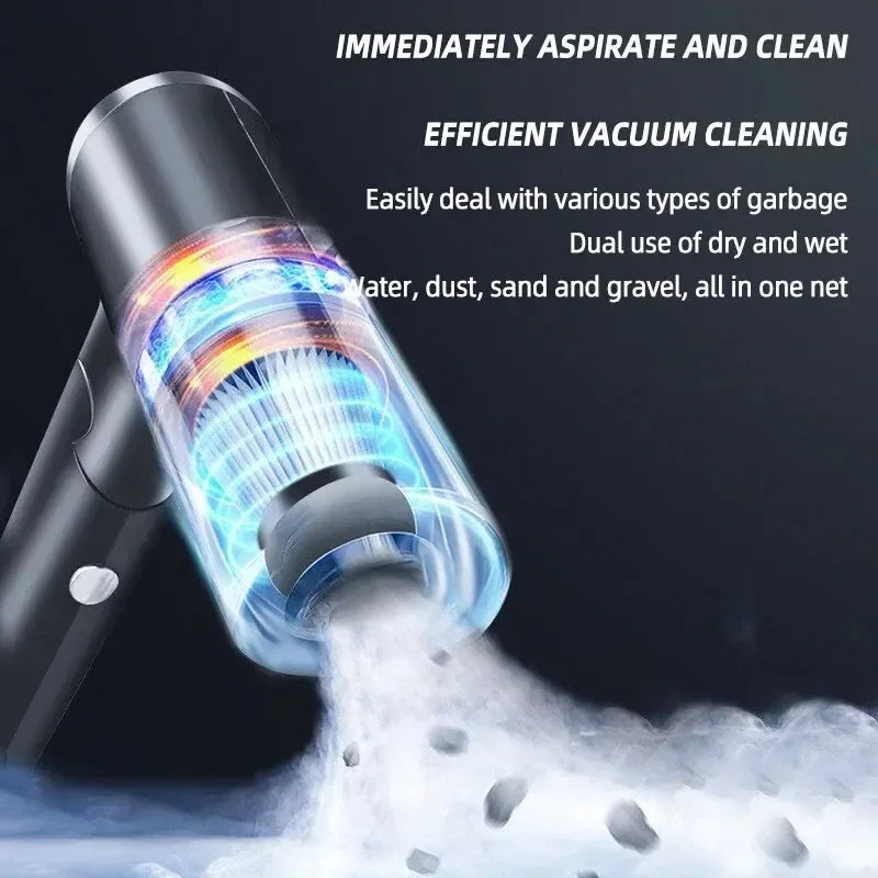 Portable Cordless Handheld Vacuum Cleaner, 120W Mini, USB-C Rechargeable, 5.5kPa Suction, Washable HEPA Filter, Crevice & Brush Nozzles for Car & Home