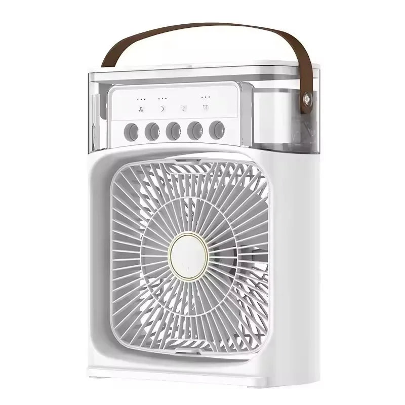 3-in-1 Portable Evaporative Air Cooler & Humidifier with 7-Color Night Light, USB Type-C Powered, 3 Speeds & 3 Mist Modes, Quiet Personal Desk Fan for Bedroom/Home Office
