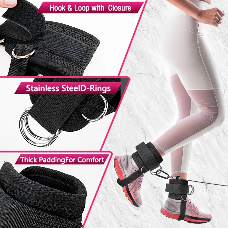 Ankle Straps for Cable Machines, Padded Double D-Ring Ankle Cuffs for Leg Workouts, Glute Kickbacks, Cable Kickbacks & Leg Extensions, Gym Fitness Accessories
