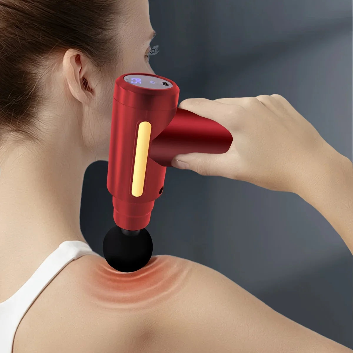 Mini Massage Gun, Deep Tissue Percussion Massager, Portable, LED Display, 6 Speeds, Quiet, Long Battery Life