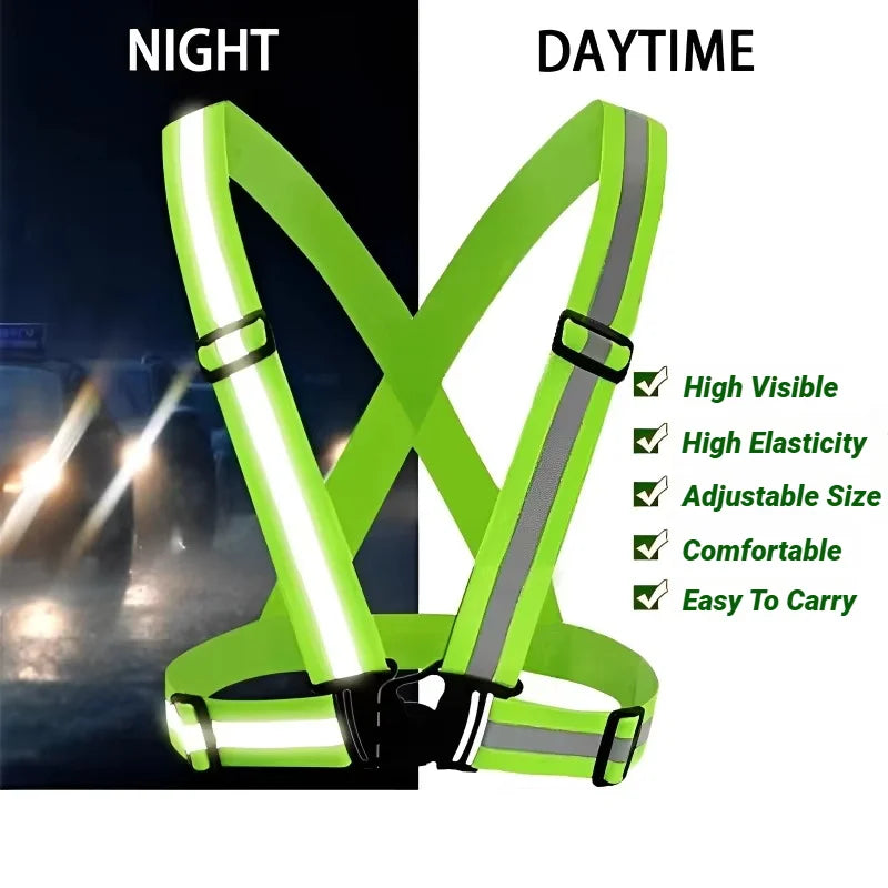 Reflective Safety Vest High Visibility, Lightweight Adjustable Elastic Straps for Running, Cycling, Walking, Traffic