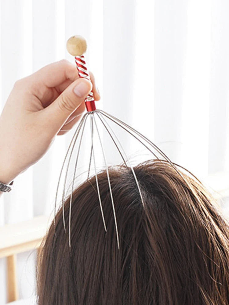Octopus Scalp Head Massager, Manual Head Scratcher with Soft Rubber Tips, Portable Stress-Relief Massage Tool, 1 Pack