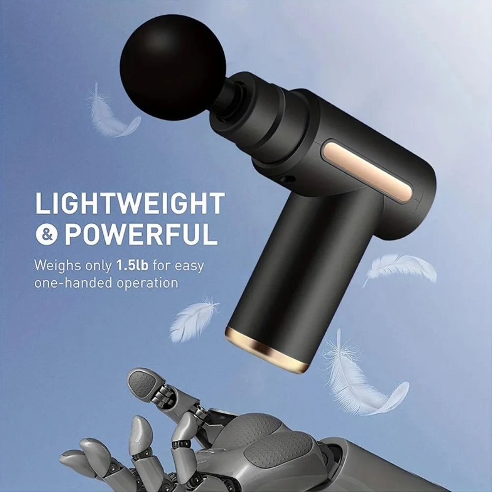 Mini Massage Gun, Deep Tissue Percussion Massager, Portable, LED Display, 6 Speeds, Quiet, Long Battery Life