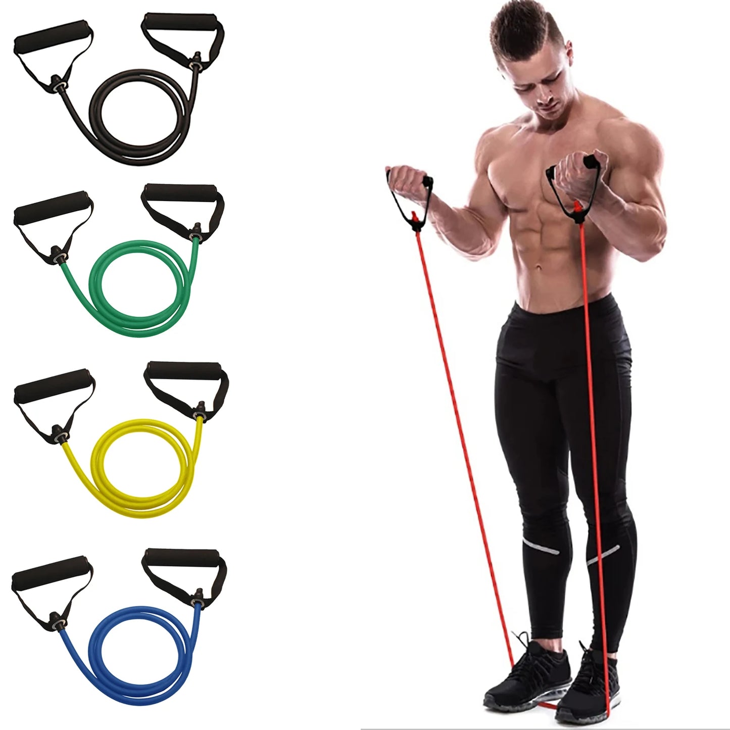 Resistance Bands with Handles for Men & Women, Exercise Bands for Home Workouts & Strength Training, Portable Workout Bands for Full-Body Fitness & Home Gym