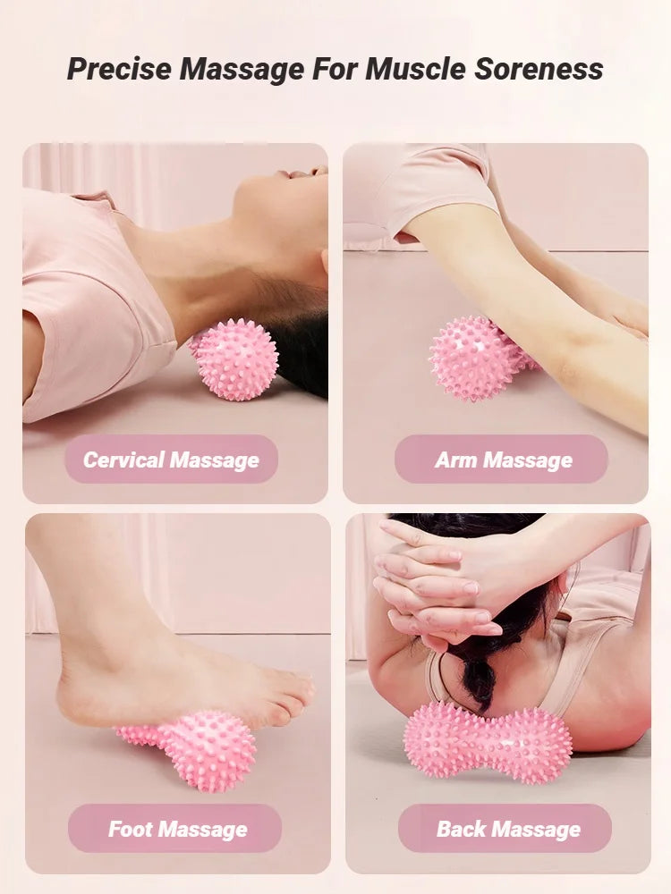 Peanut Spiky Massage Ball, Foot & Muscle Massager for Plantar Fasciitis, Trigger Point Therapy, Stress Relief, Myofascial Release & Deep Tissue Relaxation