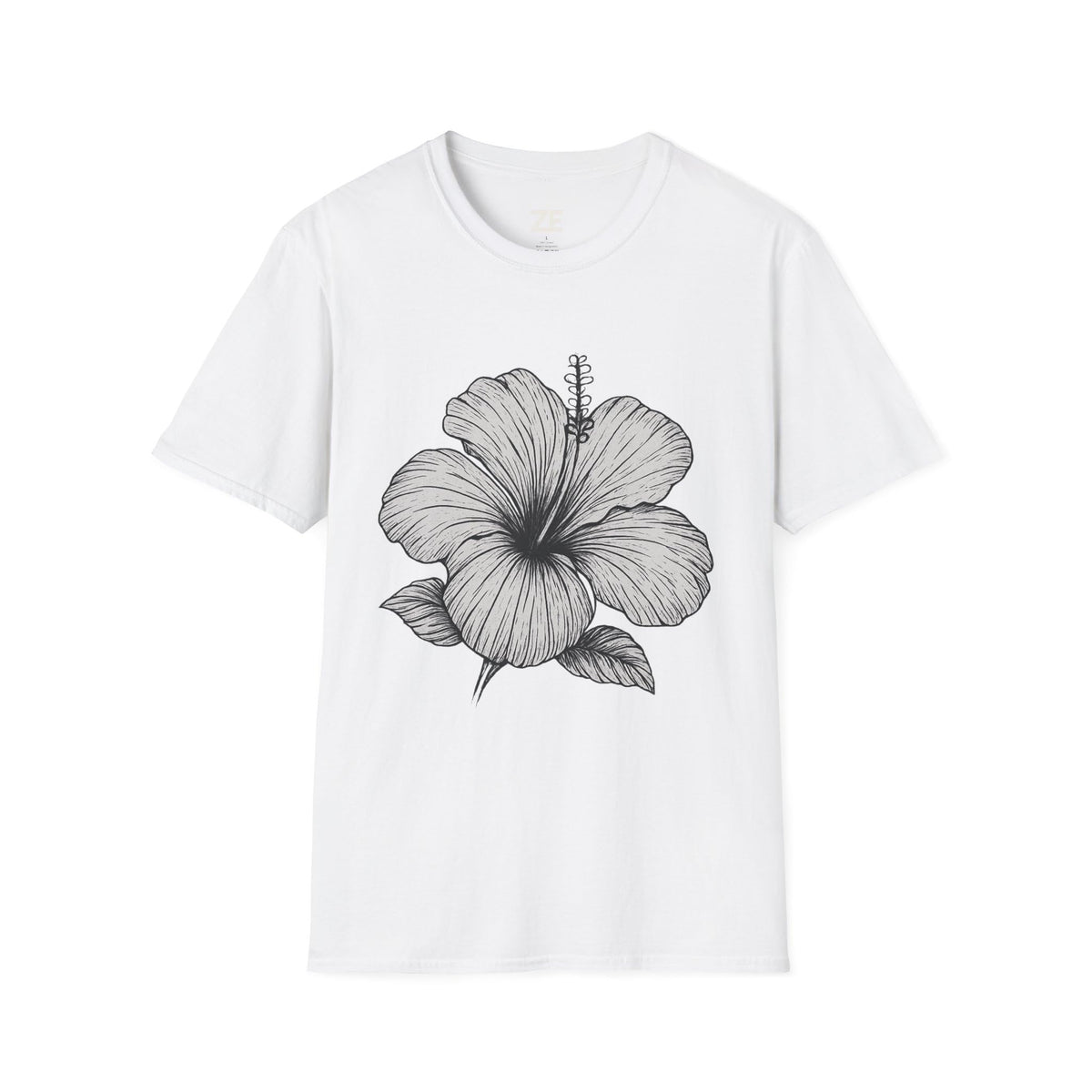 Floral Hibiscus Softstyle T-Shirt, Beachwear, Summer Gift, Casual Tee, Trendy Graphic Tee, Nature Lover Shirt