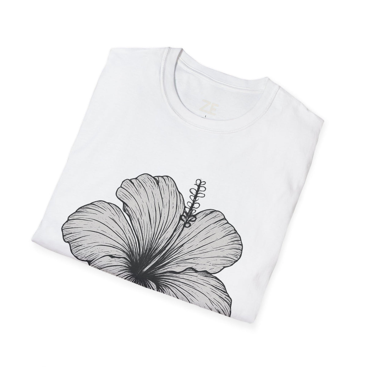 Floral Hibiscus Softstyle T-Shirt, Beachwear, Summer Gift, Casual Tee, Trendy Graphic Tee, Nature Lover Shirt
