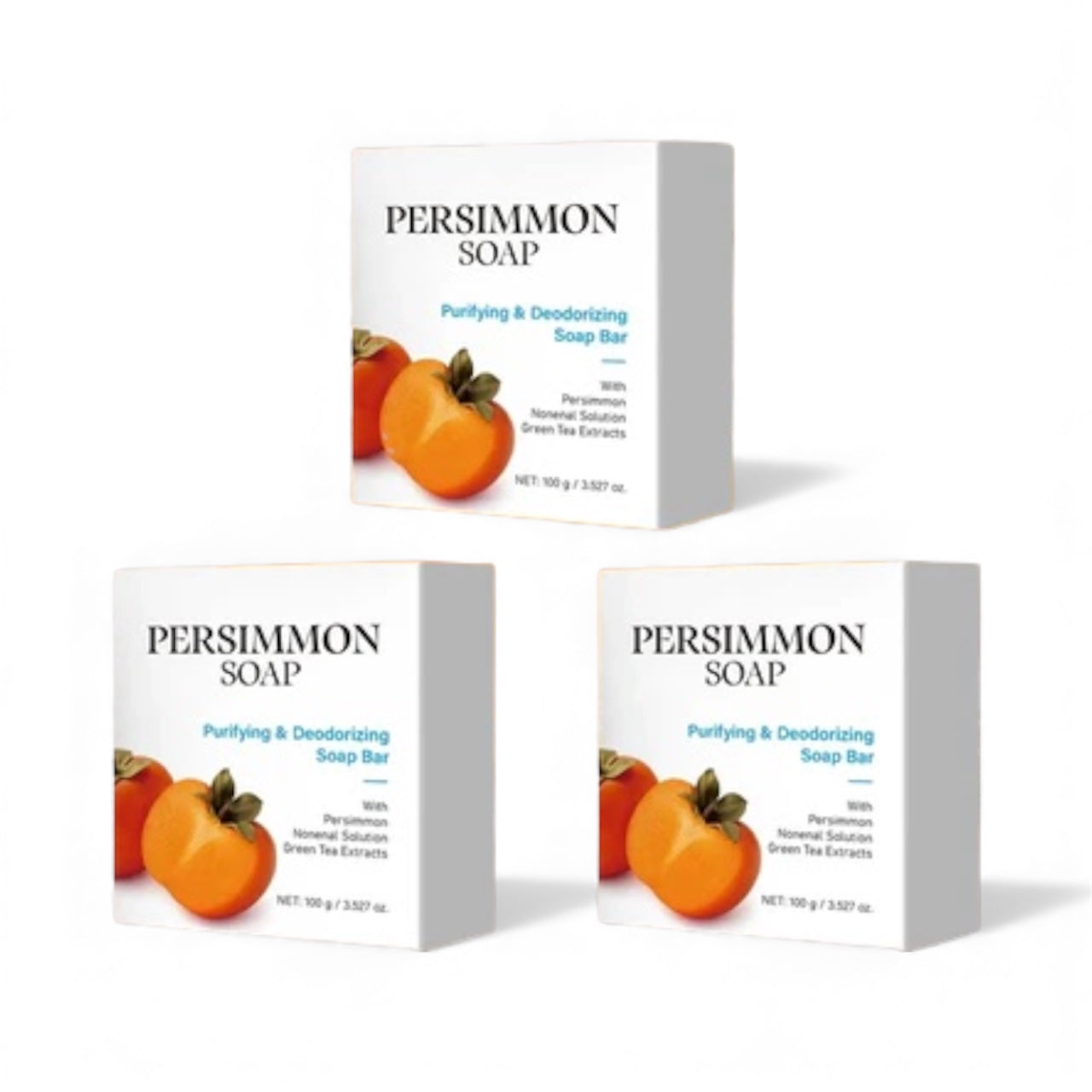 Persimmon Soap Bar with Green Tea Extract – Deodorizing & Purifying Soap for Body Odor, Face & Hand Wash –